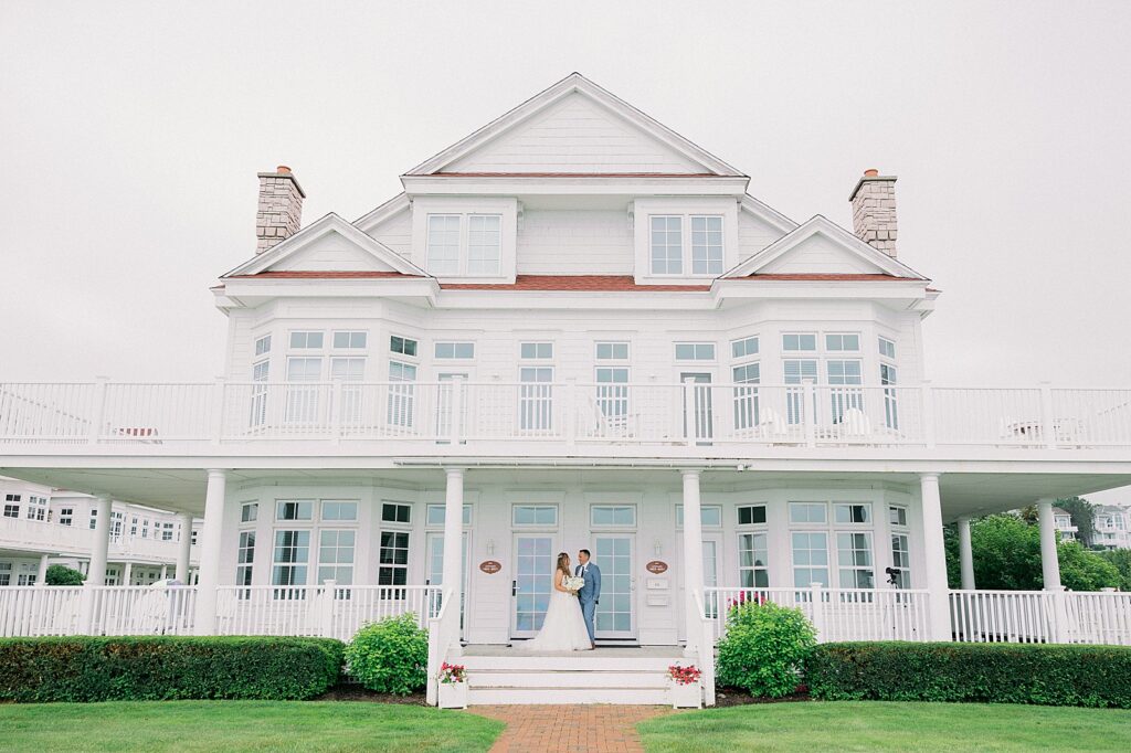 Bride and grooms first look at Inn at Bay Harbor