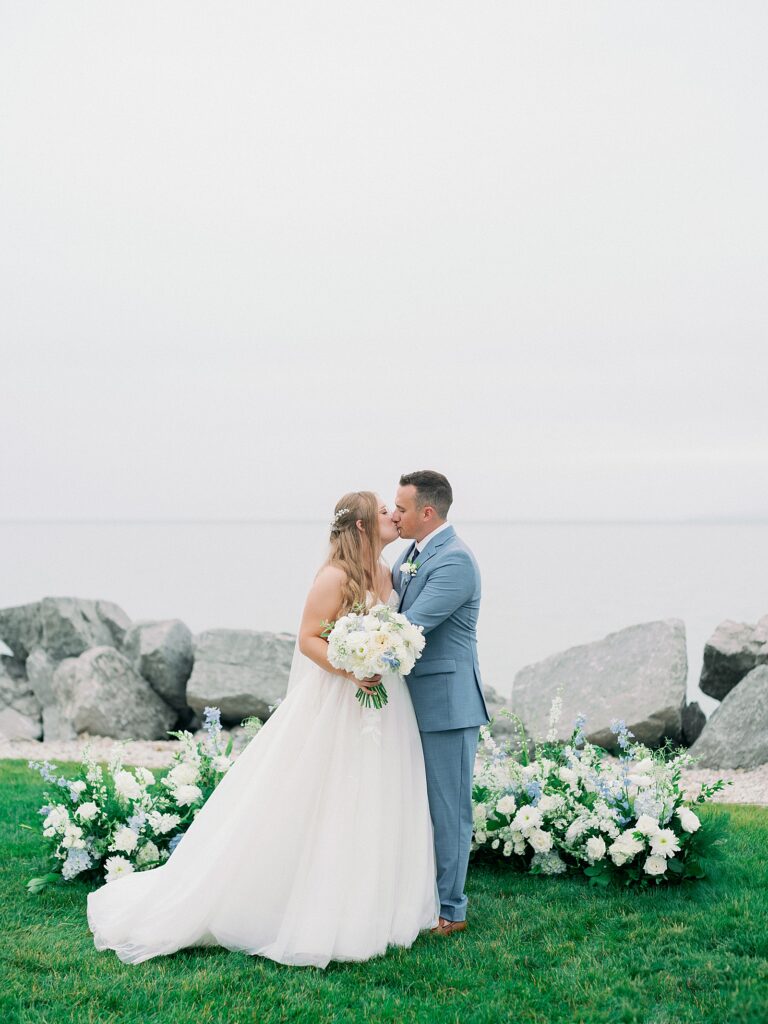 Bride and groom at Inn at Bay Harbor